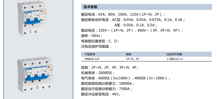 正泰漏電開關(guān)-NXBLE-125系列
